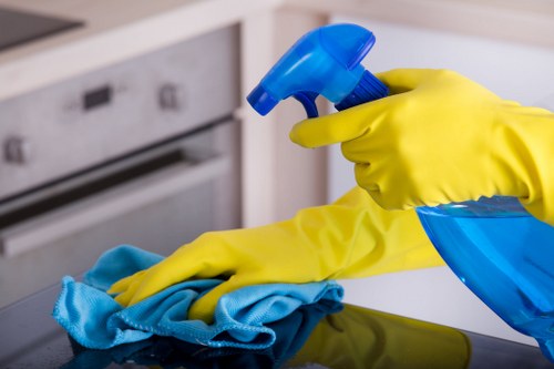 Professional office cleaner maintaining a Wandsworth workspace