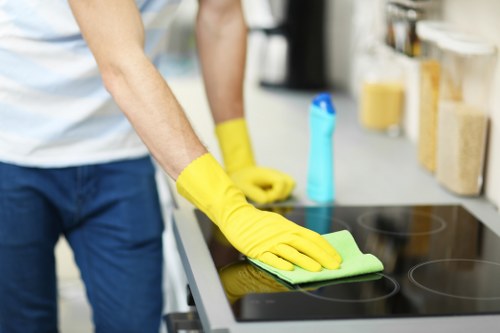 Customer service notes being checked after a cleaning issue